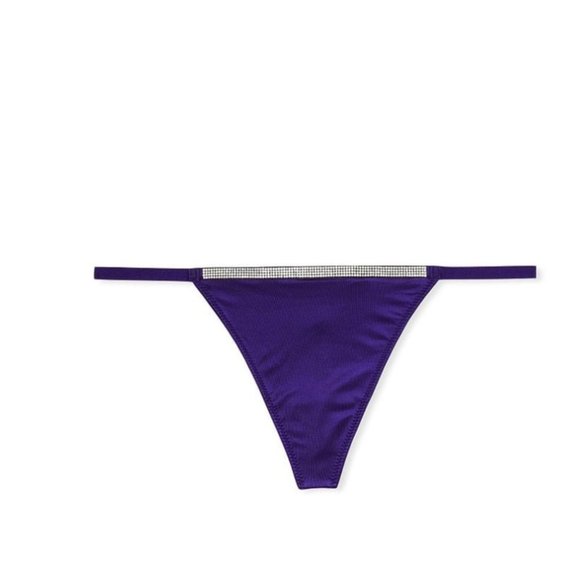 New VS VERY SEXY Bombshell Shine V-string Panty Purple Shine crystal band - Picture 2 of 12